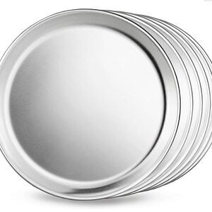 COPY 1- Restaurant-Grade Aluminum Pizza Pan, Tray, Coupe Style, 8-Inch, 6 pack